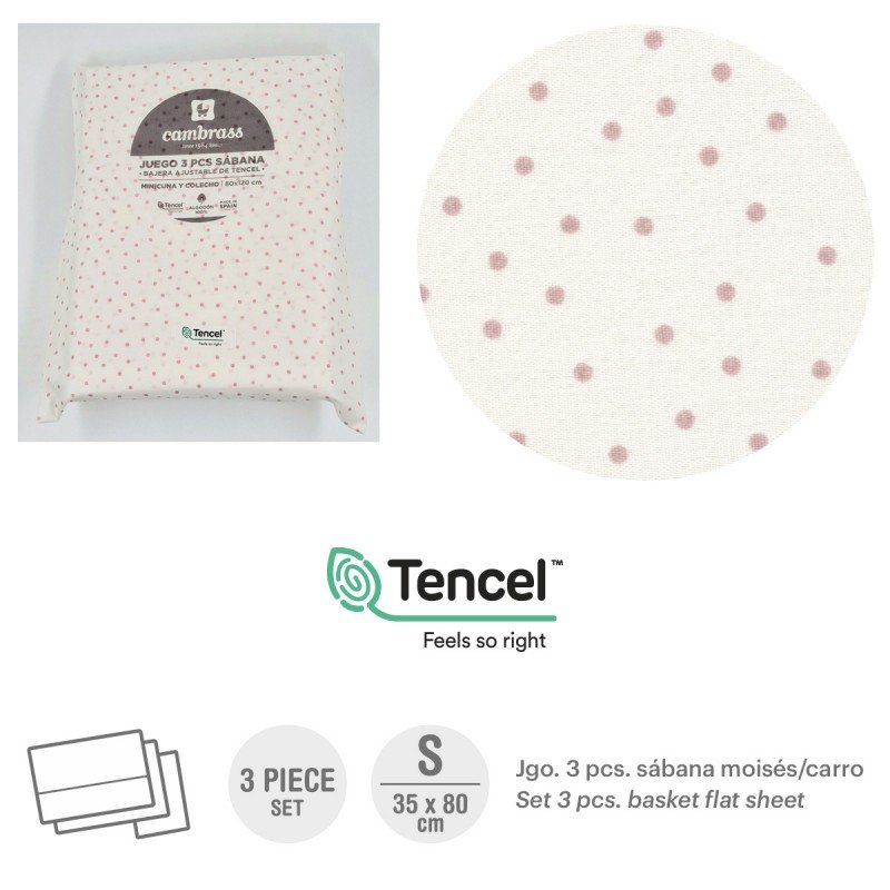 SABANA CAPAZO 3 PCS 35X80CM FLOR ROSA