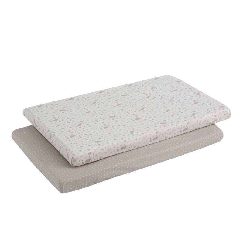 SABANA BAJERA CAMITA PACK 2 UNDS ABETE BEIG