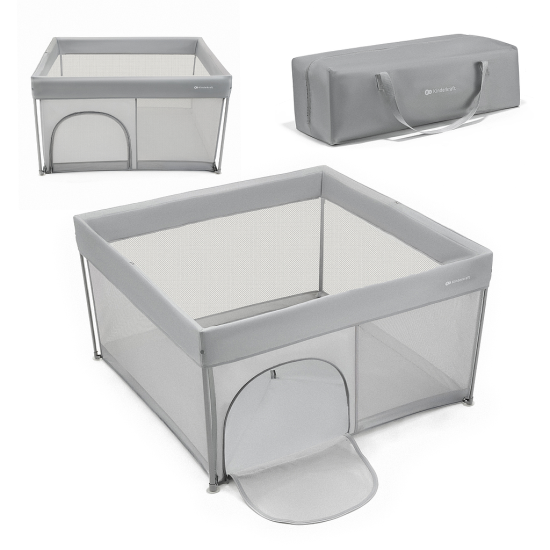 PARQUE DE JUEGOS PLEGABLE ZIKI GRIS 126,5x126,5cm