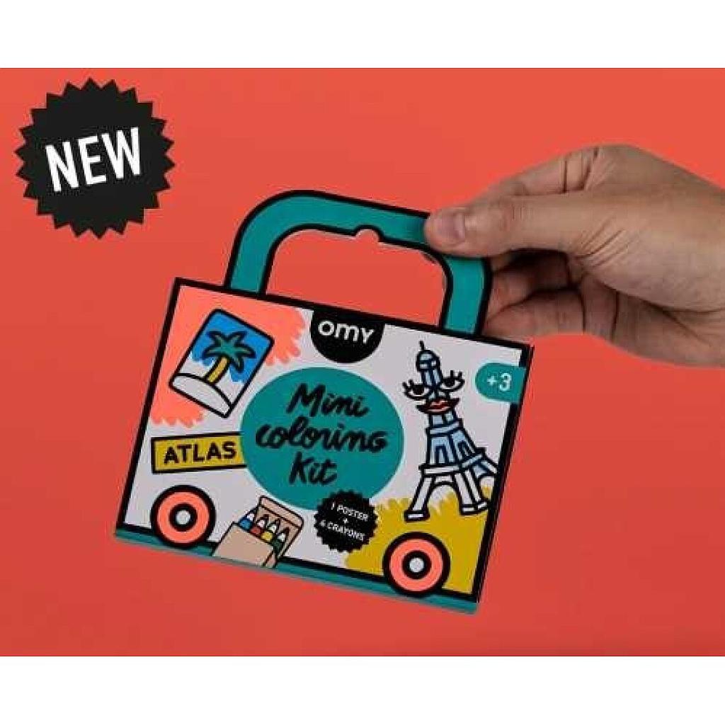 MINI POCKET OMY ATLAS PARA COLOREAR + 4 LAPICES COLOR