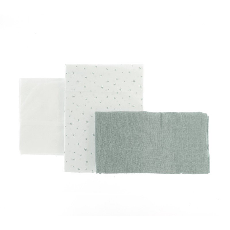 SABANA CUNA 3 PCS (CUNA 70) 120X180 CM MAGIA verde