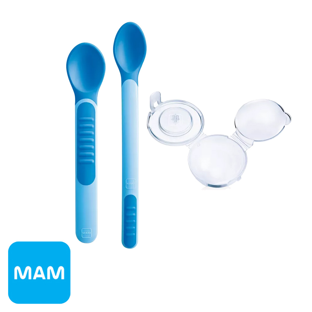 MAM CUCHARA SENSOR CALOR+FUNDA azul