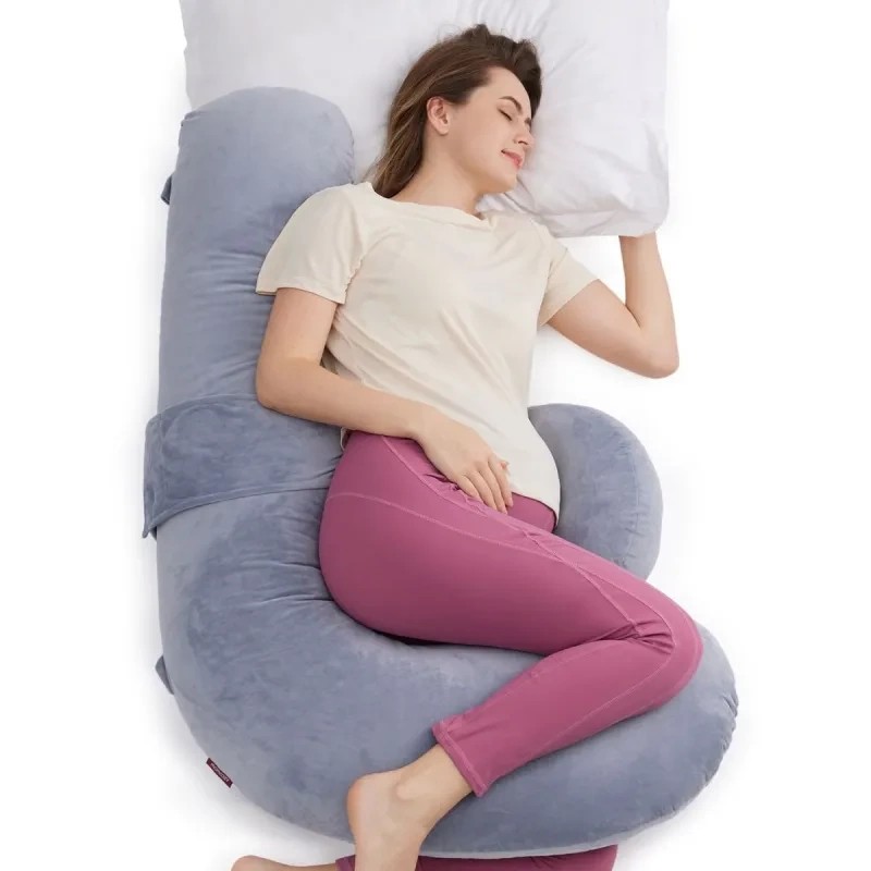 MOMCOZY ALMOHADA DE LACTANCIA FORMA F PP006 35X25X13CM GRIS