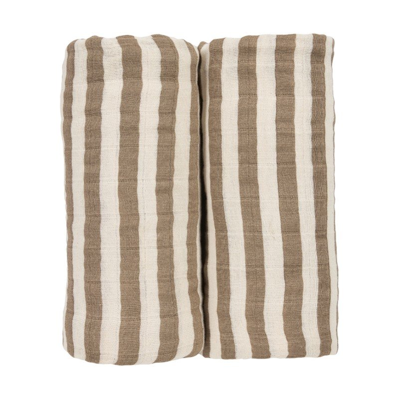 MUSELINA LAVADA GDE PACK DE 2 120x120 CM ME-FAT STRIPE TAUPE