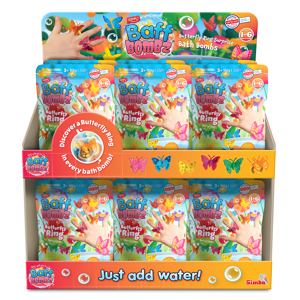 DISPLAY 24 UN. BOMBAS DE BAÑO SURPRISE BUTTERFLY