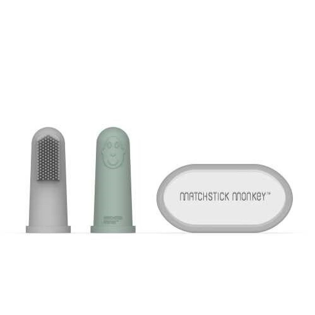 PACK 2 CEPILLOS DE DEDO MATCHSTICK VERDE MENTA &amp; GRIS