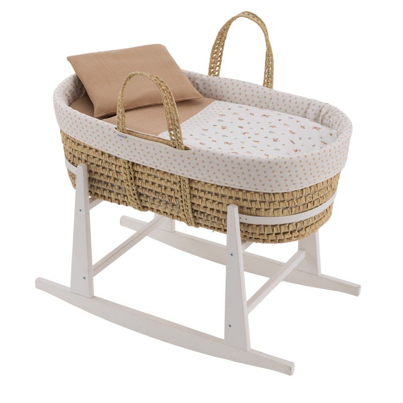 CAPAZO ACOLCHADO BEBE MIO CUCO SENDA BEIGE+PATAS BALANCIN BLANCO