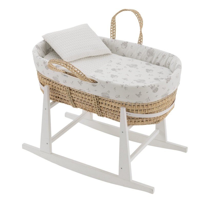 CAPAZO ACOLCHADO BEBE MIO CUCO GLOBE CRUDO+PATAS BALANCIN BLANCO