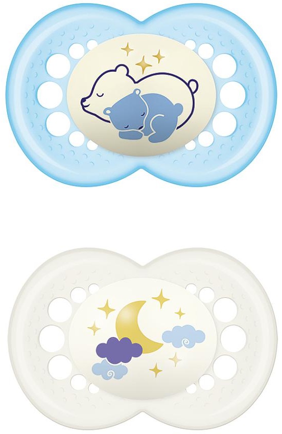 MAM CHUPETE ORIGINAL 6M+ NIGHT SILIC 2UN azul