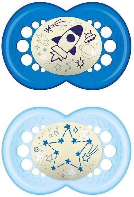 MAM CHUPETE ORIGINAL 16+ NIGHT SILIC 2UN azul