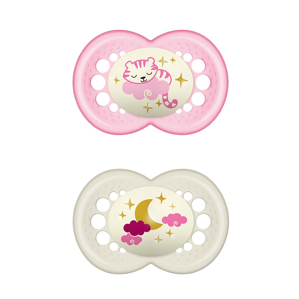 MAM CHUPETE ORIGINAL 16+ NIGHT SILIC 2UN rosa