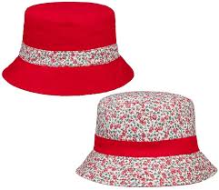SOMBRERO REVERSIBLE ROJO FLORES KIDZ