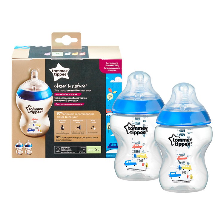 PACK DE 2 BIBERONES CTN 260ML DECOR.LBA