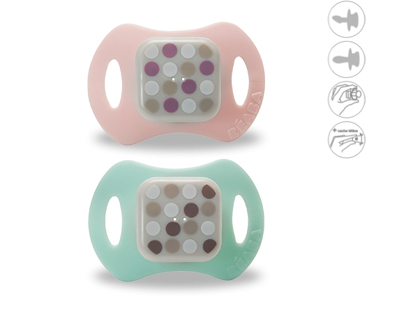 LOTE 2 CHUPETES REVERSIBLE 1ºEDAD SILICONA PASTEL