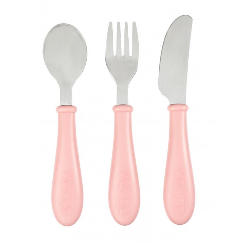 SET 3 CUBIERTOS ACERO PASTEL AZUL/ROSA