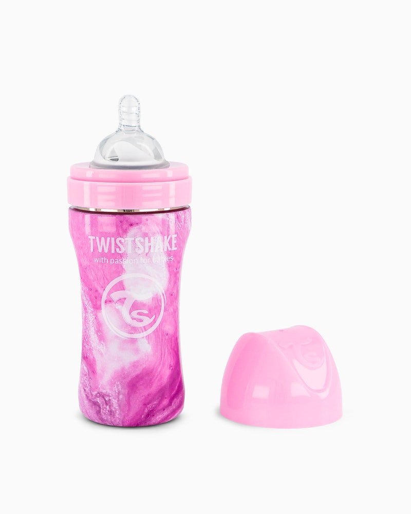 BIBERON ACERO ANTICOL.330ML MARBLE PINK +4M
