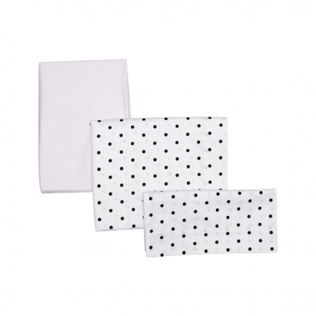 SABANA CAPAZO 3 PCS 80X120 CM BE DOTS ROSA