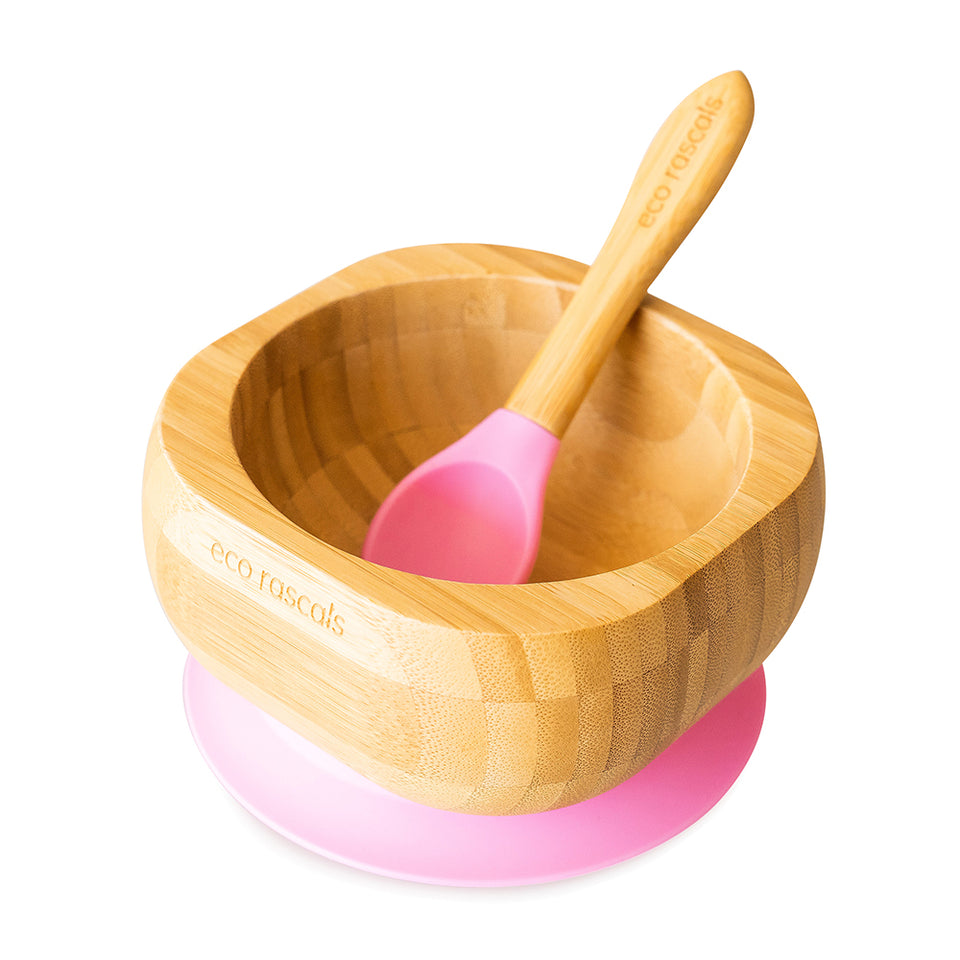 BOL BAMBOO+CUCHARA ROSA ECO RASCALS