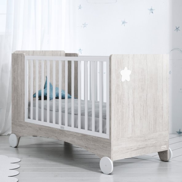 CUNA CAMA STELLA REF.04723 ROBLE CASTELLO/BLANCO MATE