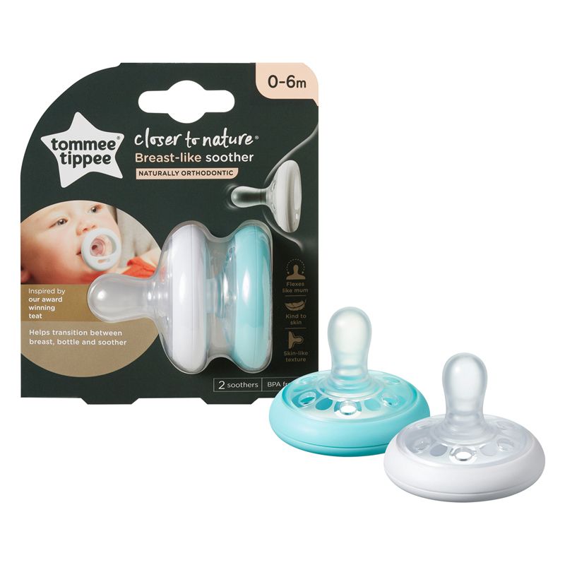 CHUPETE FORMA DE PECHO 0-6M 2 UNDS Blanco/Azul