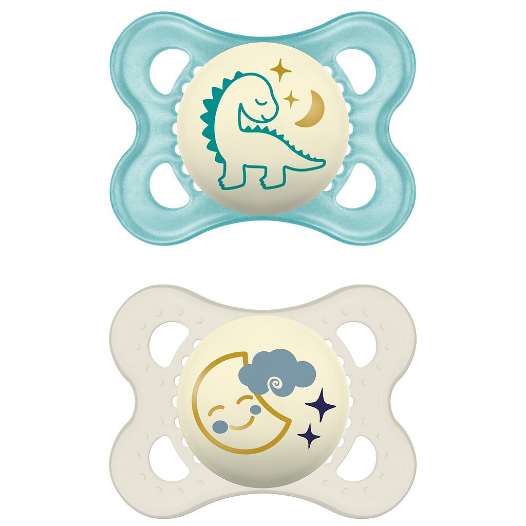 MAM CHUPETE ORIGINAL 0M+ NIGHT LATEX 2UN AZUL