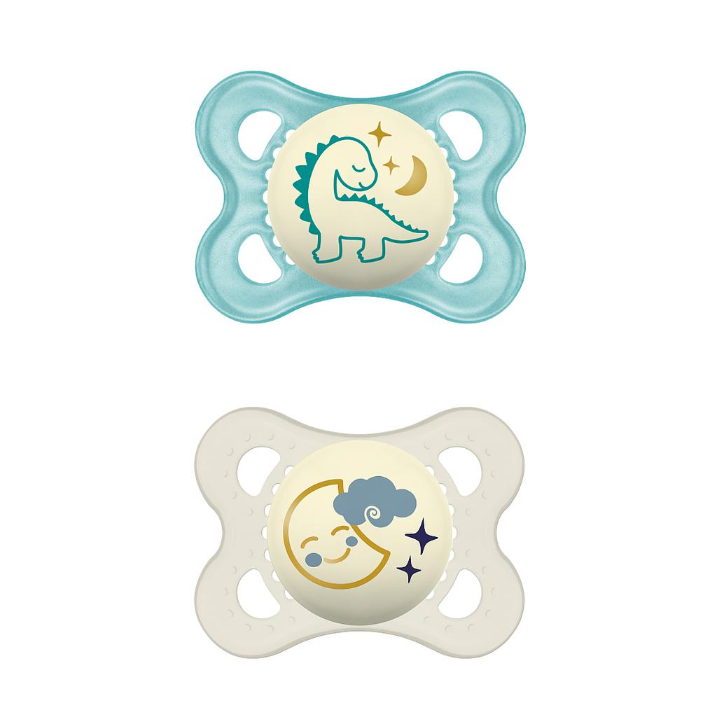 MAM CHUPETE ORIGINAL 0M+ NIGHT LATEX 2UN AZUL