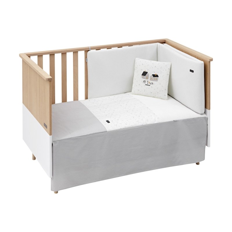 COLCHA+PROTECTOR CUNA 70 SKY GRIS