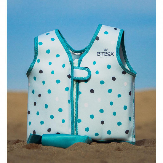 CHALECO FLOTADOR LUNARES AZUL 14-20KG TALLA S