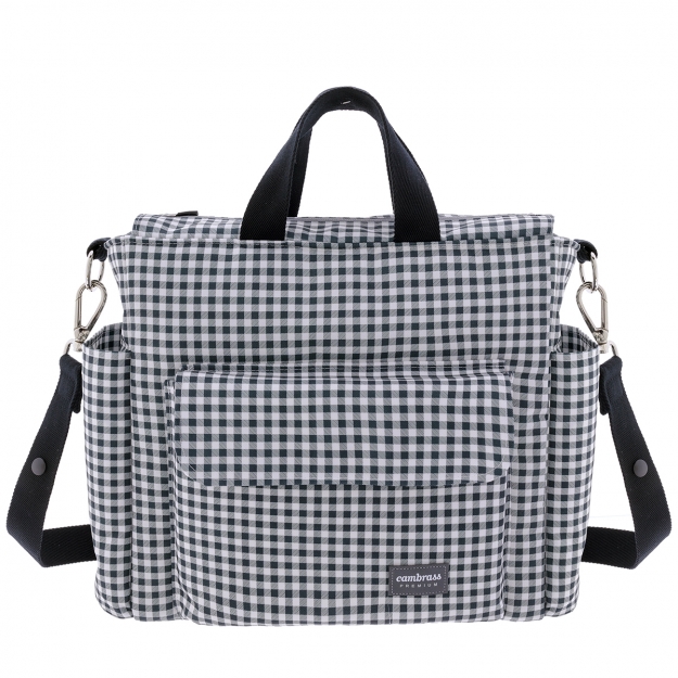 BOLSO MATERNAL PACK VICHY NEGRO 16X43X37CM