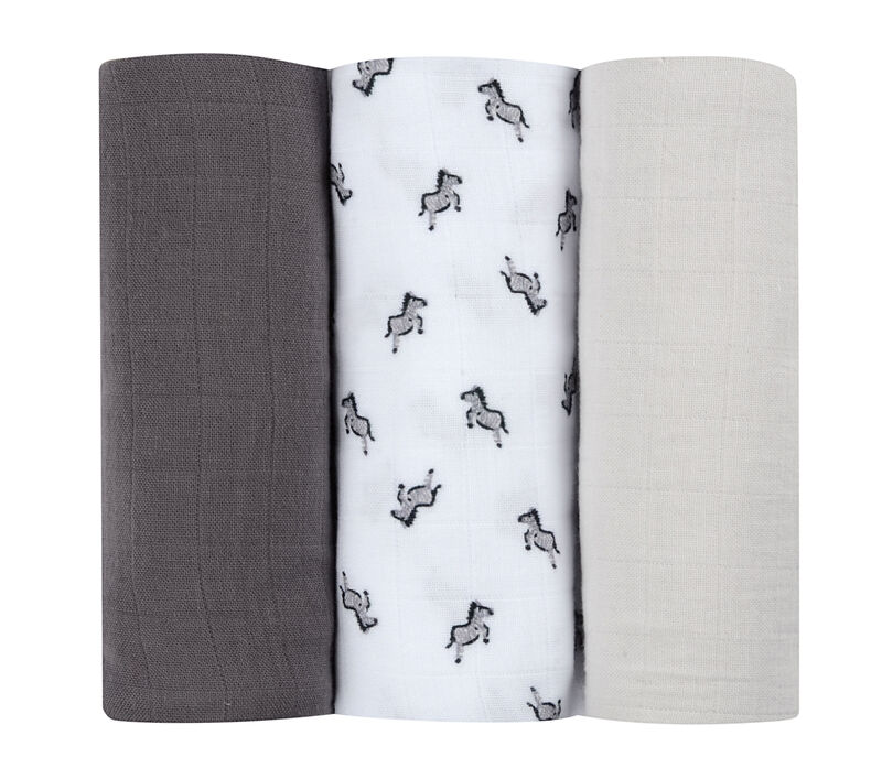 SET 3 MUSELINAS 70X70CM 100% ALGODON ORGANICO SAVANA GRIS
