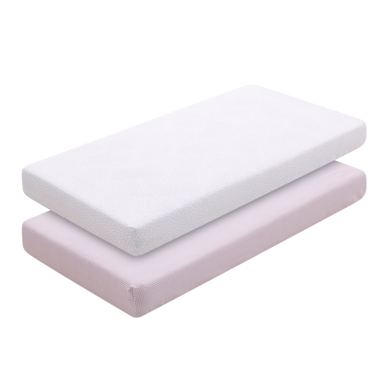 SABANA BAJERA CUNA 60 PACK 2 UNDS VICHY10 ROSA