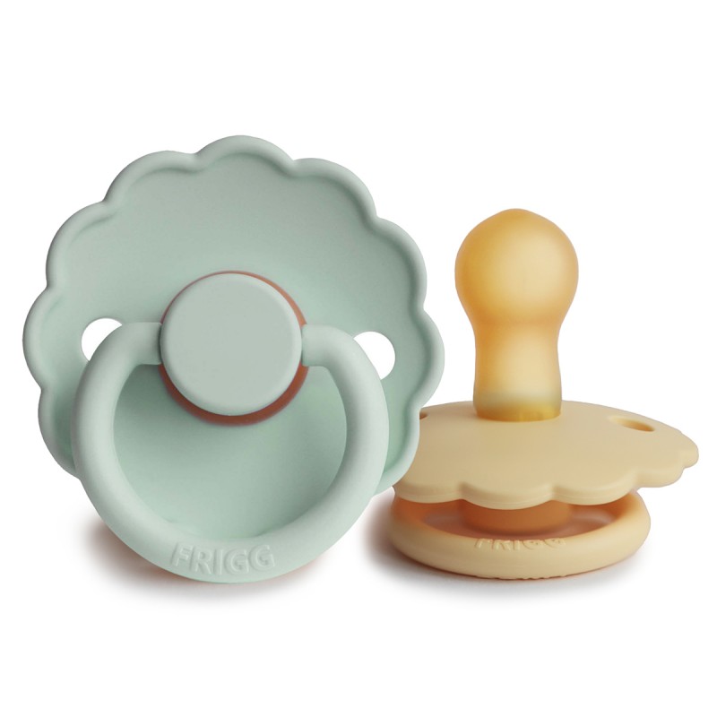Pack 2 Chupetes FRIGG Block Latex DAISY 0-6m Seafoam/Pale Daffodil