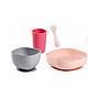 SET VAJILLA SILICONA 4 PZAS ROSA