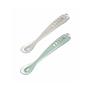 SET DE 2 CUCHARAS+ESTUCHE PRIMERAS COMIDAS SILICONA  GRIS+VERDE SALVIA