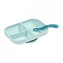 SET PLATO 3 COMP.+CUCHARA AZUL SILICONA