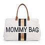 BOLSO MOMMY BAG GRANDE CRUDO RAYAS DORADAS/NEGRAS